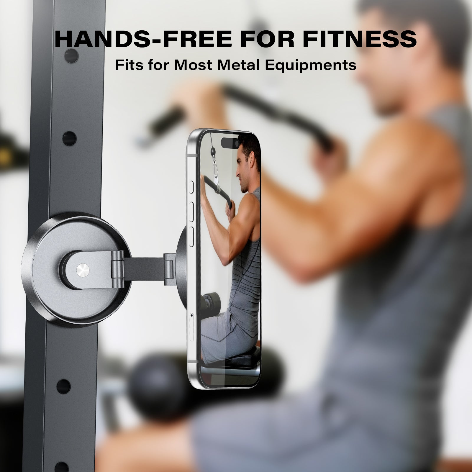 A2C Magnetic Phone Holder for Gym, Compatible iPhone MagSafe & Android, Aluminum Alloy Phone Mount with Suction Cup for Workout/Garage Gym/Kitchen/Desktop/Mirror, Gym Accessories for Men Woman Gift A2C