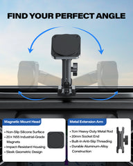 OQTIQ Dashboard Phone Mount for 2018–2023 Jeep Wrangler JL/JLU & Gladiator JT, Extended Metal Arm with Anti-Slip Dash Tray, Ultra-Strong Magnets, Compatible with MagSafe iPhone 12–17, Not for 4xe A2C