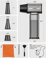 A2C Electric Air Duster- Upgraded 40mm Motor, 450g Super Power Airflow Compressed Air Duster, Rechargeable & 4-Gear Adjustable Cordless Turbo Blower for Keyboard, Computer, PC, Outdoor, House & Car A2C