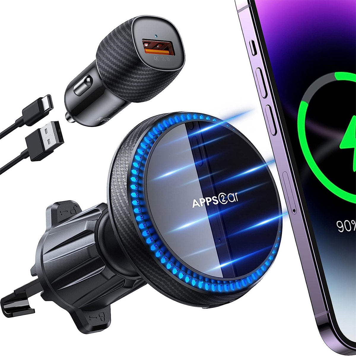 Car Charger Mount with 15W Fast Charging for Magsafe Car Vent Mount APPS2Car Mount