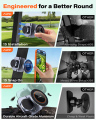 A2C Original Fold-Magnet Golf Cart Phone Holder with Rangefinder Mount, CNC Aircraft-Grade Aluminum Alloy, Unique Golf Gifts for Men Dad Him Husband Grandpa 2026, Premium Golf Accessories Essentials A2C