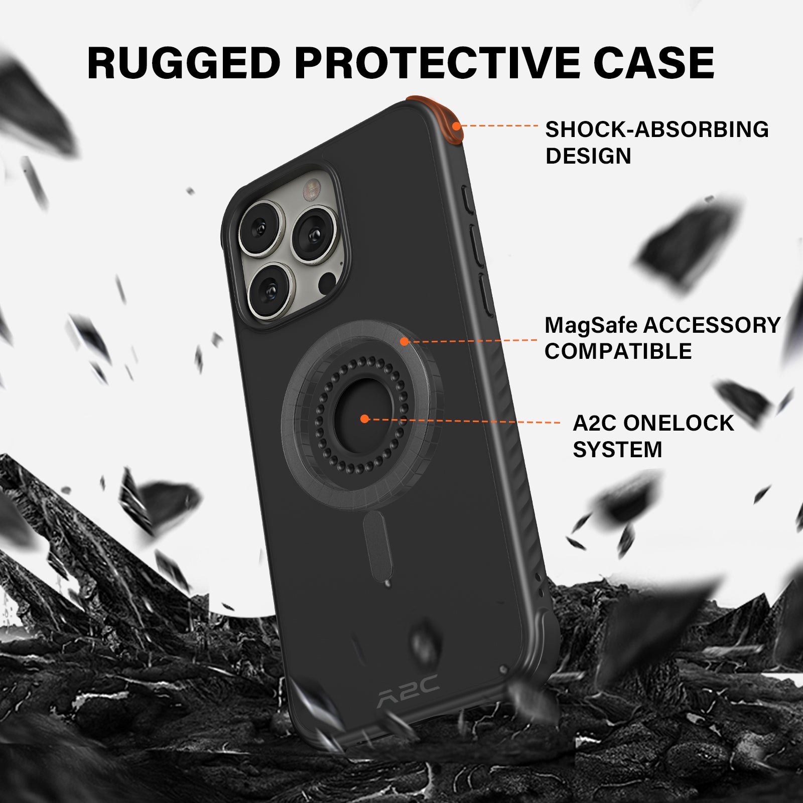 A2C One-Lock System Bike Phone Holder Kit with MagSafe Phone Case for iPhone A2C