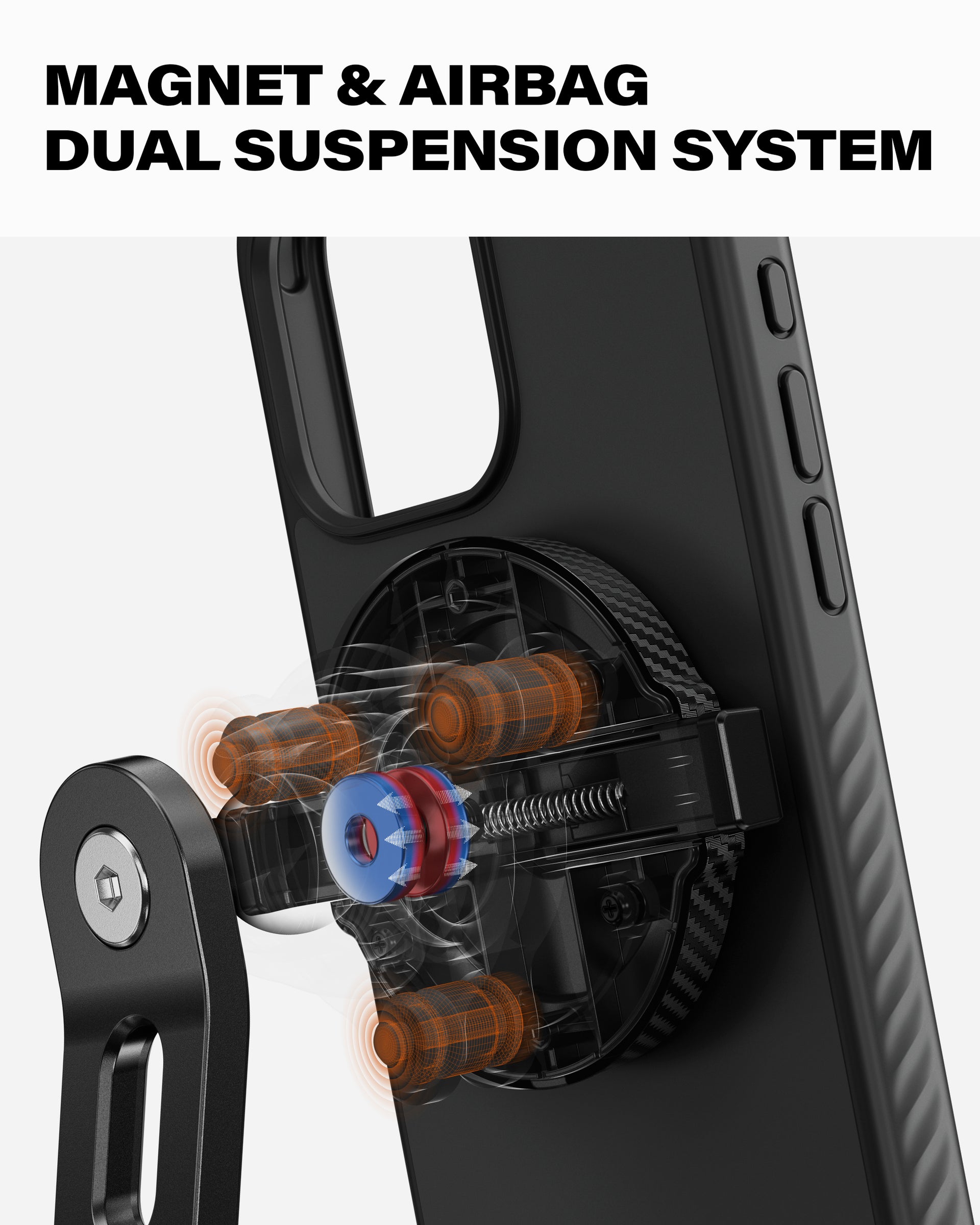 A2C ONE-LOCK Ultra-Safe Bike & Bicycle Phone Holder, Magnetic Auto-Alignment,Magnet & Airbag Dual Suspension System A2C