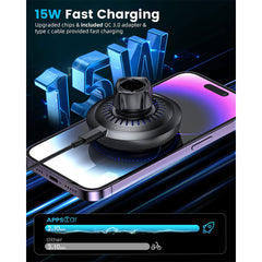 Tri-Pivot Magsafe Cup Holder Charger Mount APPS2Car Mount