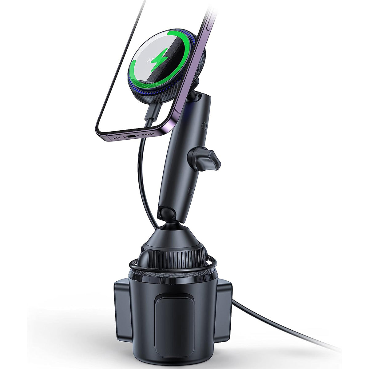 Tri-Pivot Magsafe Cup Holder Charger Mount APPS2Car Mount
