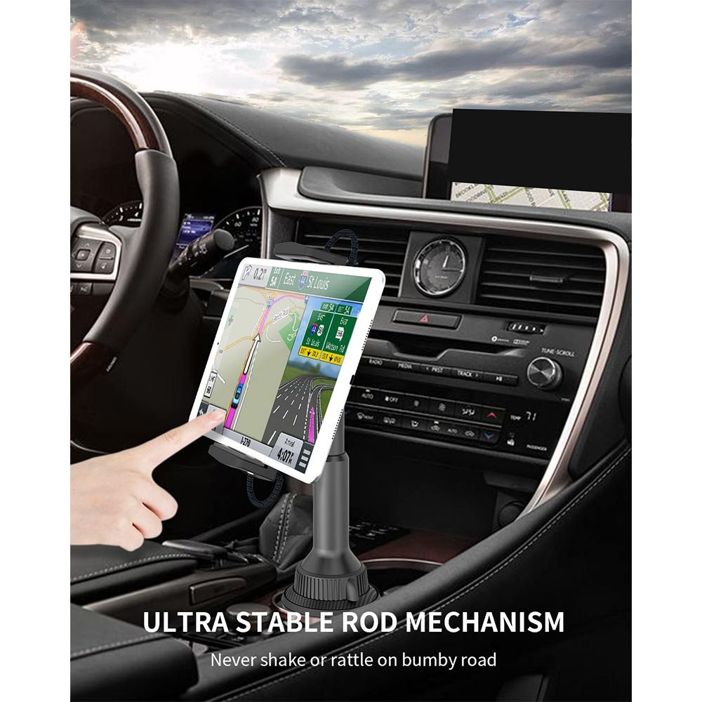 Cup Holder Tablet & iPad Mount For 4.3” - 12.9” Tablets APPS2Car Mount