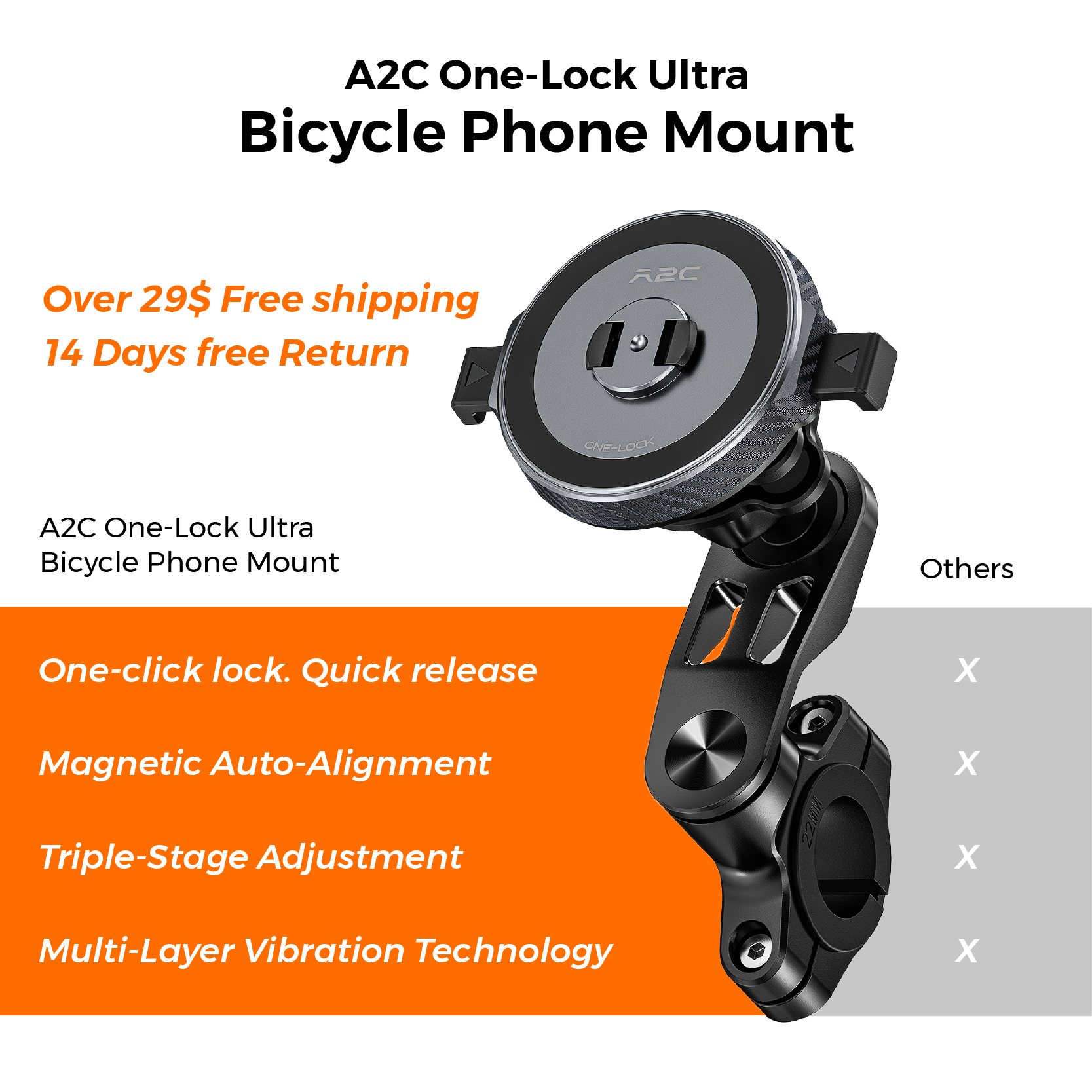 A2C One-Lock Ultra Bicycle Phone Mount A2C