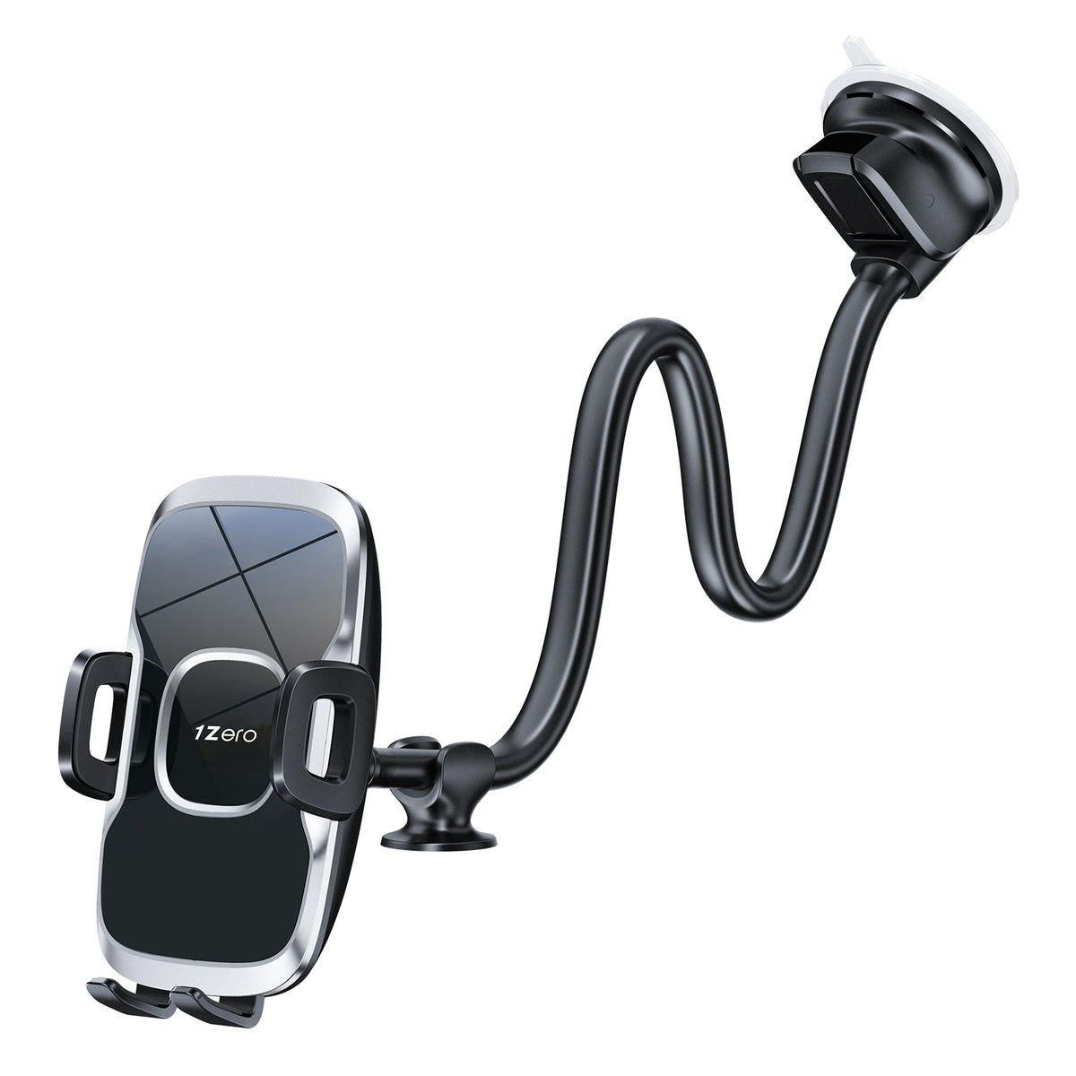 APPS2Car 14'' Gooseneck Car Phone Holder,Heavy Duty Phone Holder for Truck, [Flexibile Long Arm] [Anti Shake stabilizer] Windshield Car Phone Mount Suction Cup,Fit for iPhone, Samsung (Mirror Black) A2C