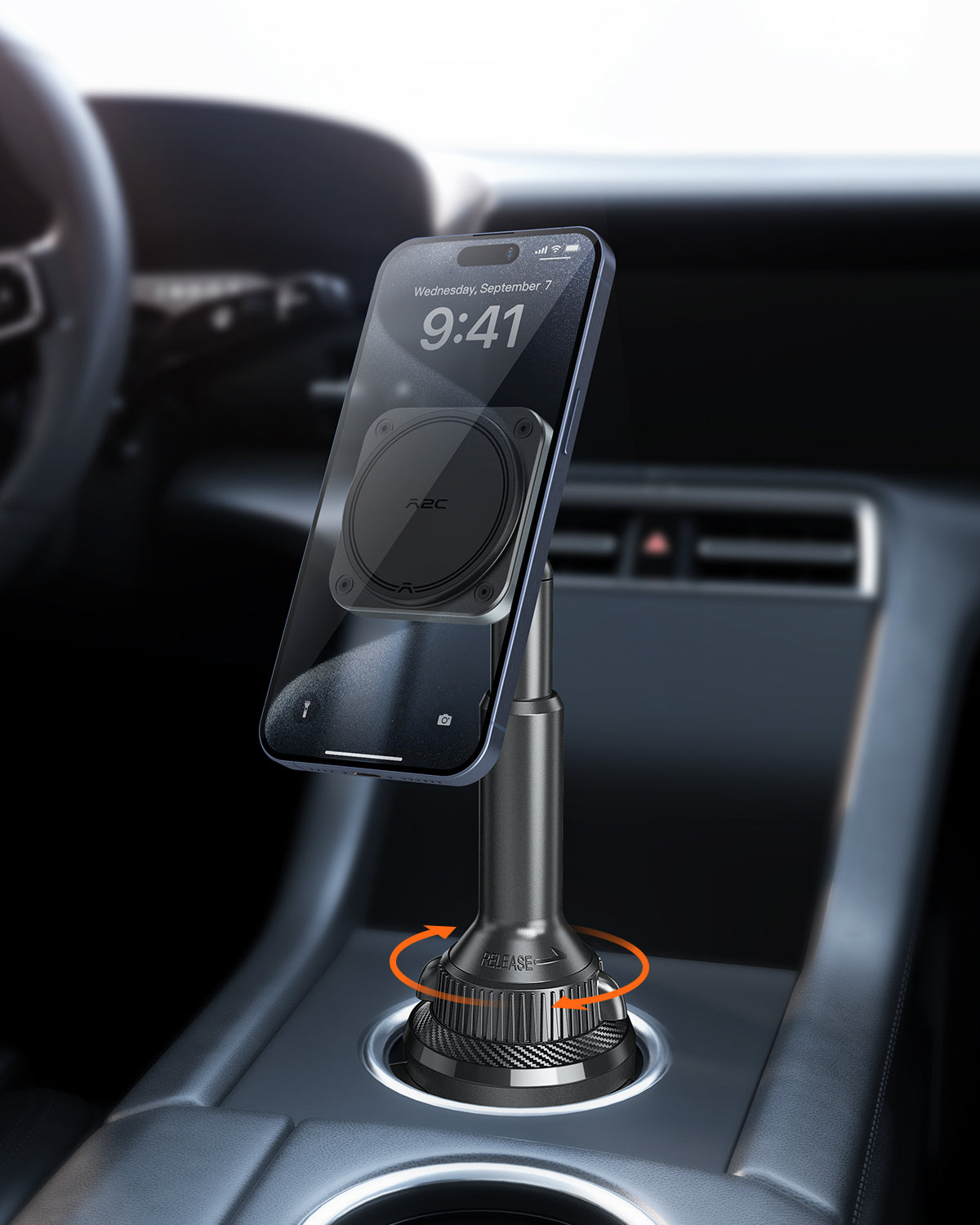 APPS2Car Magnetic Cup Holder Phone Holder -Designed for iPhone MagSafe Case - [Not Charging] (Gray-MagSafe) A2C