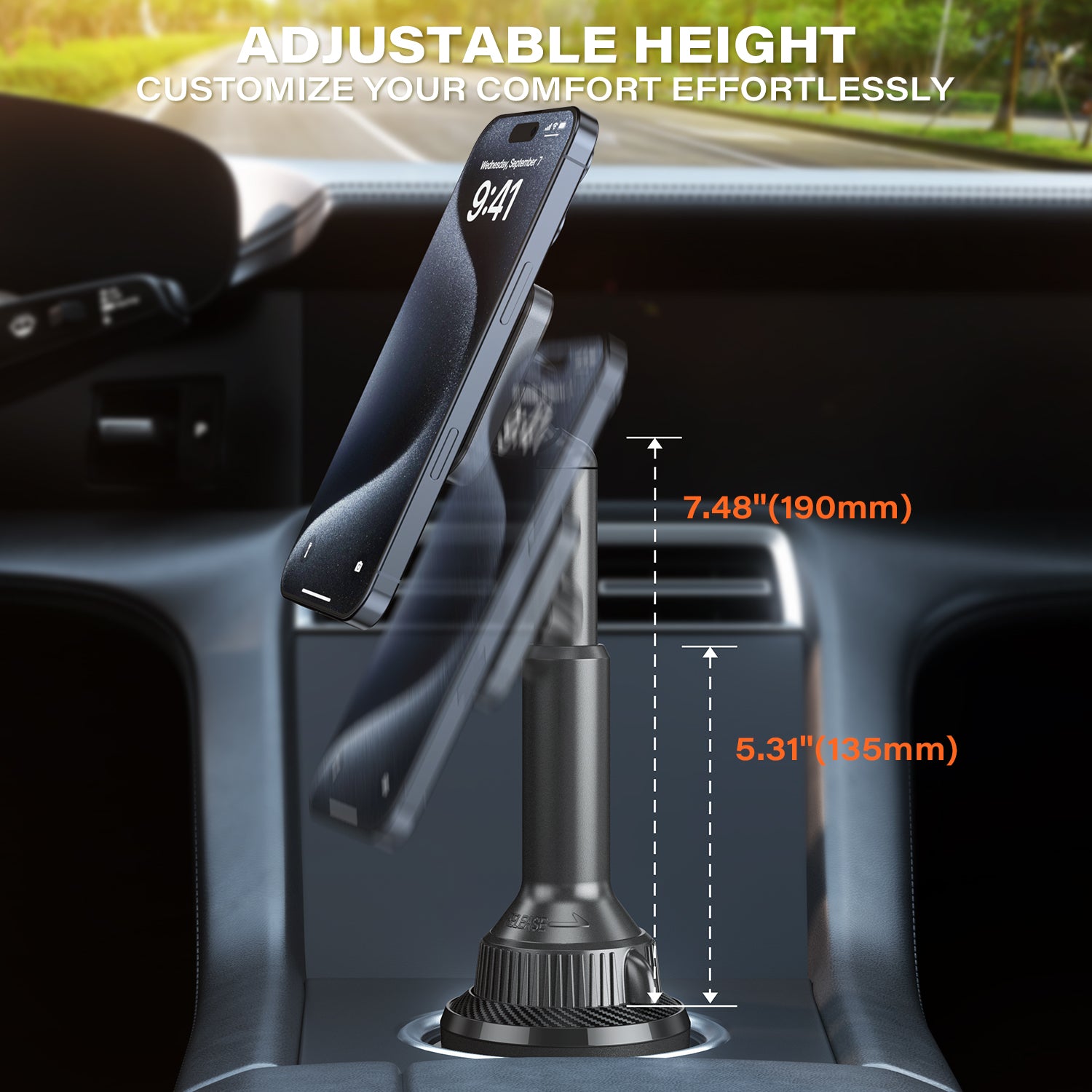 APPS2Car Magnetic Cup Holder Phone Holder -Designed for iPhone MagSafe Case - [Not Charging] (Gray-MagSafe) A2C