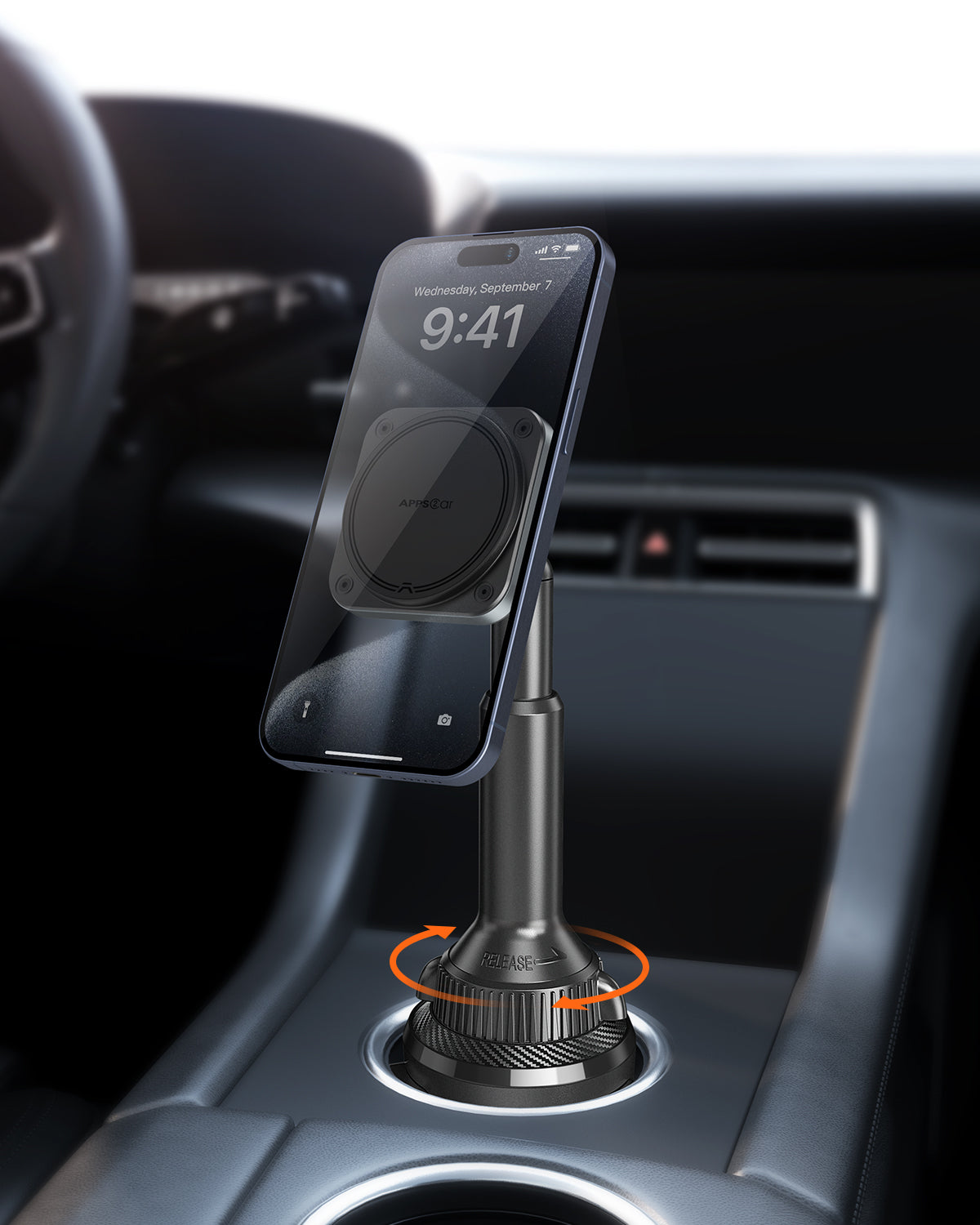 APPS2Car Magnetic Cup Holder Phone Holder -Designed for iPhone MagSafe Case - [Not Charging] (Gray-MagSafe) A2C