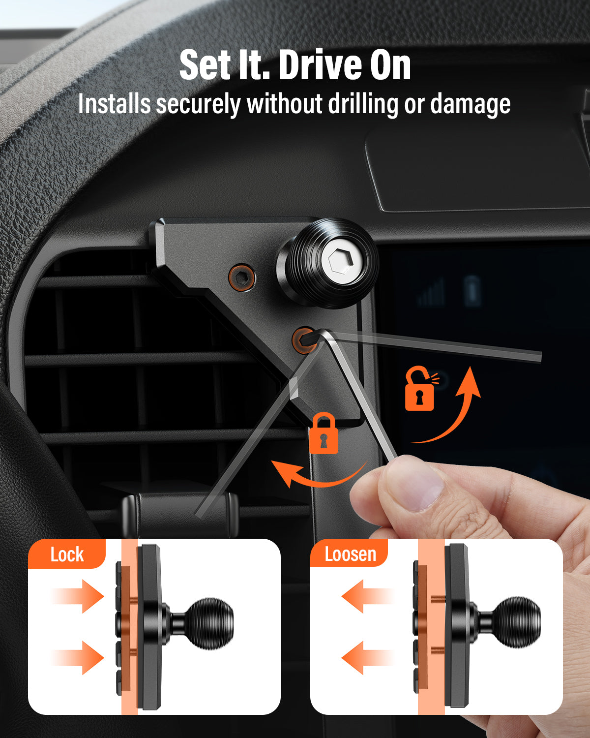 APPS2Car Magnetic Car Mount for Ford F-150 2021-2026 Air Vent Phone Mount, MagSafe Strong Magnet Holder, Metal Socket Arm - No Shake, No Block Airflow, No View Drop A2C
