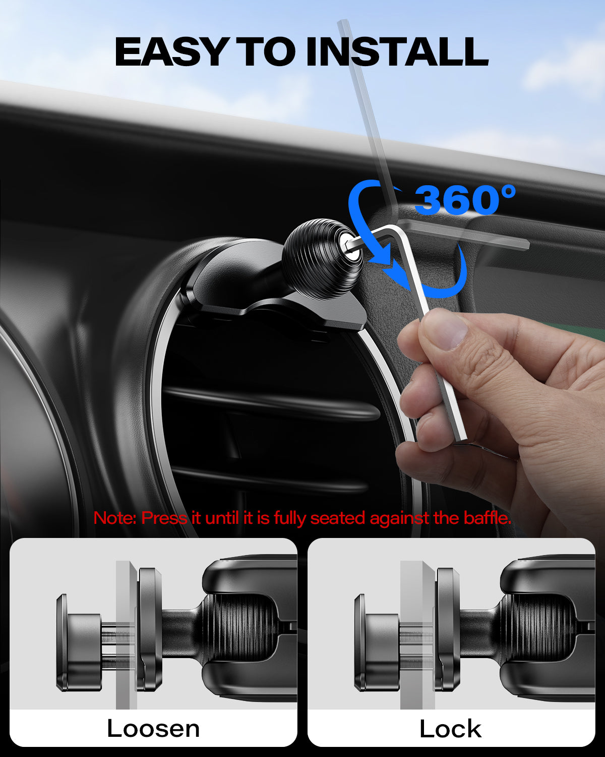 APPS2Car Magnetic Car Mount for Tacoma 2016-2023 & 2014-2021Tundra, Air Vent Phone Holder Compatible with iPhone 12-17 Series & MagSafe Case, 25N Magnetic Force, Metal 20mm Ball Socket Arm A2C