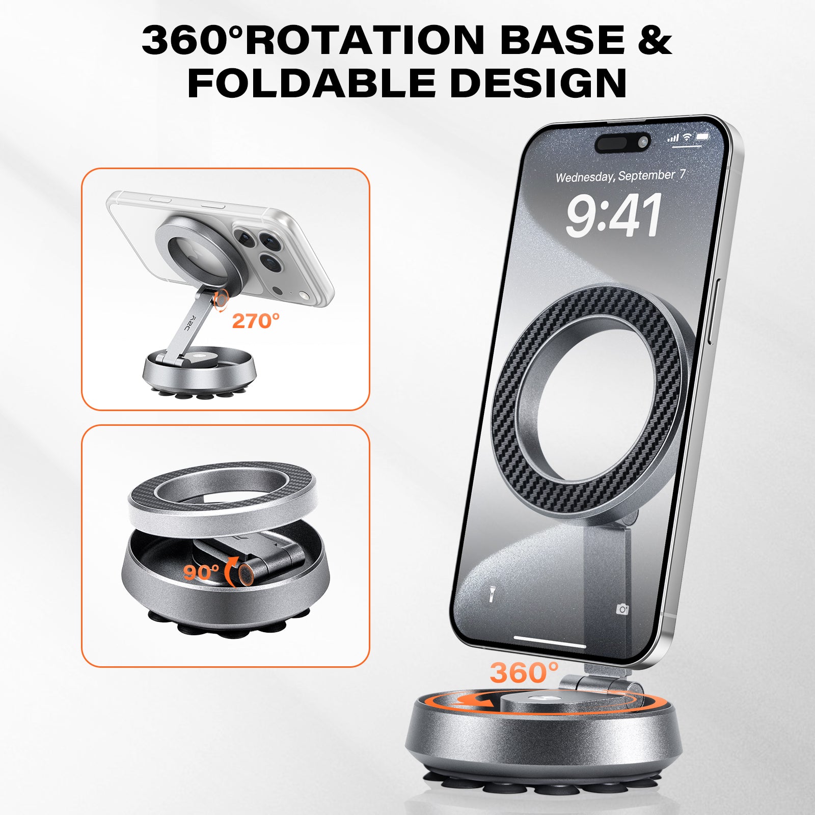 A2C Magnetic Phone Holder for Gym, Compatible iPhone MagSafe & Android, Aluminum Alloy Phone Mount with Suction Cup for Workout/Garage Gym/Kitchen/Desktop/Mirror, Gym Accessories for Men Woman Gift A2C