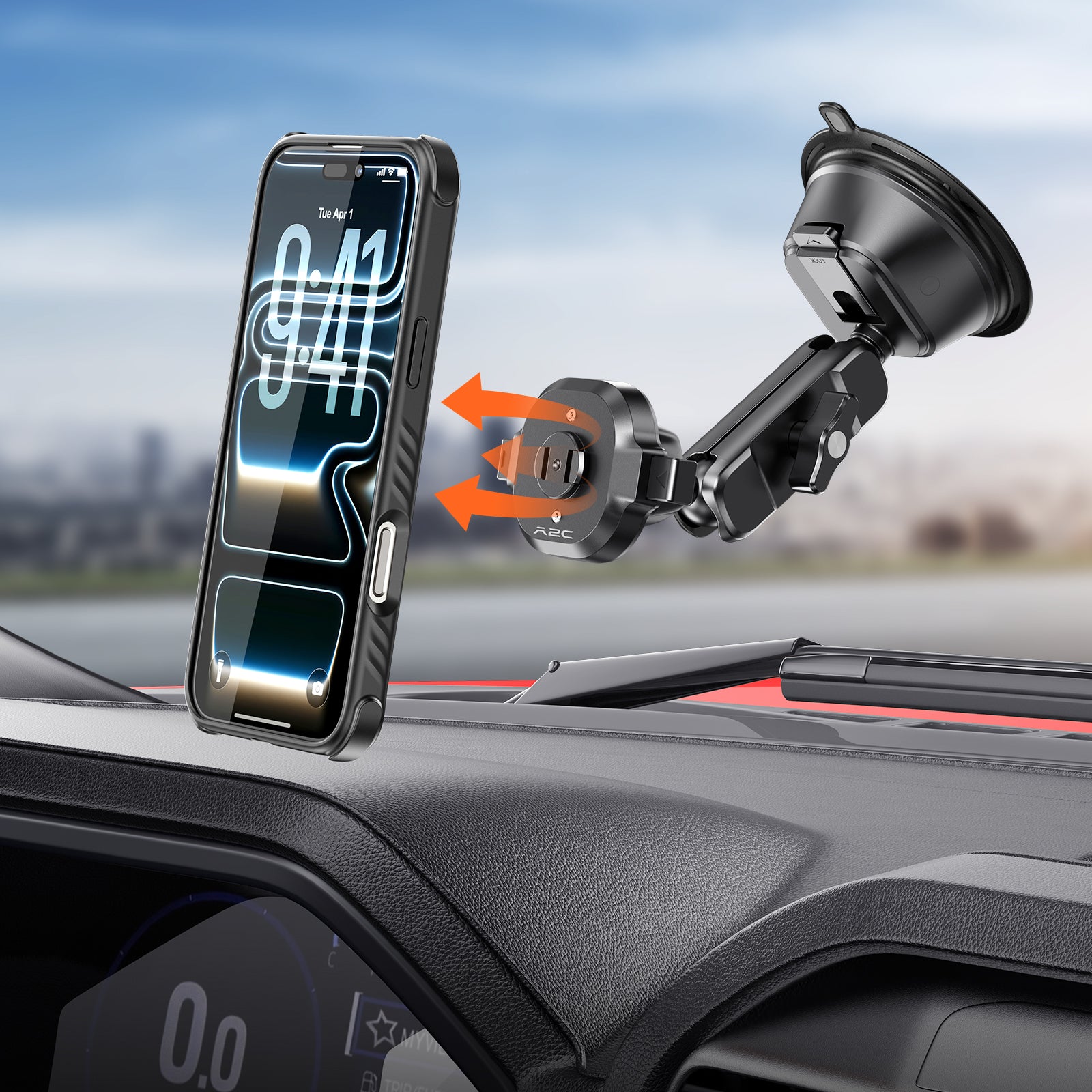 A2C One-Lock™️ Windshield/Dashboard Car Phone Holder with Suction Cup A2C