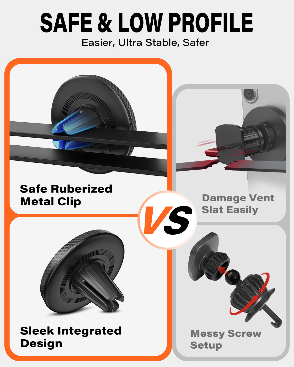 A2C Slim Magnetic Phone Holder for Car, Rental Car Essentials for Travel, No Assembly, Compact, One-Hand Operation, Easy Removal, Reusable, Upgraded Air Vent Phone Mount Compatible with MagSafe iPhone A2C