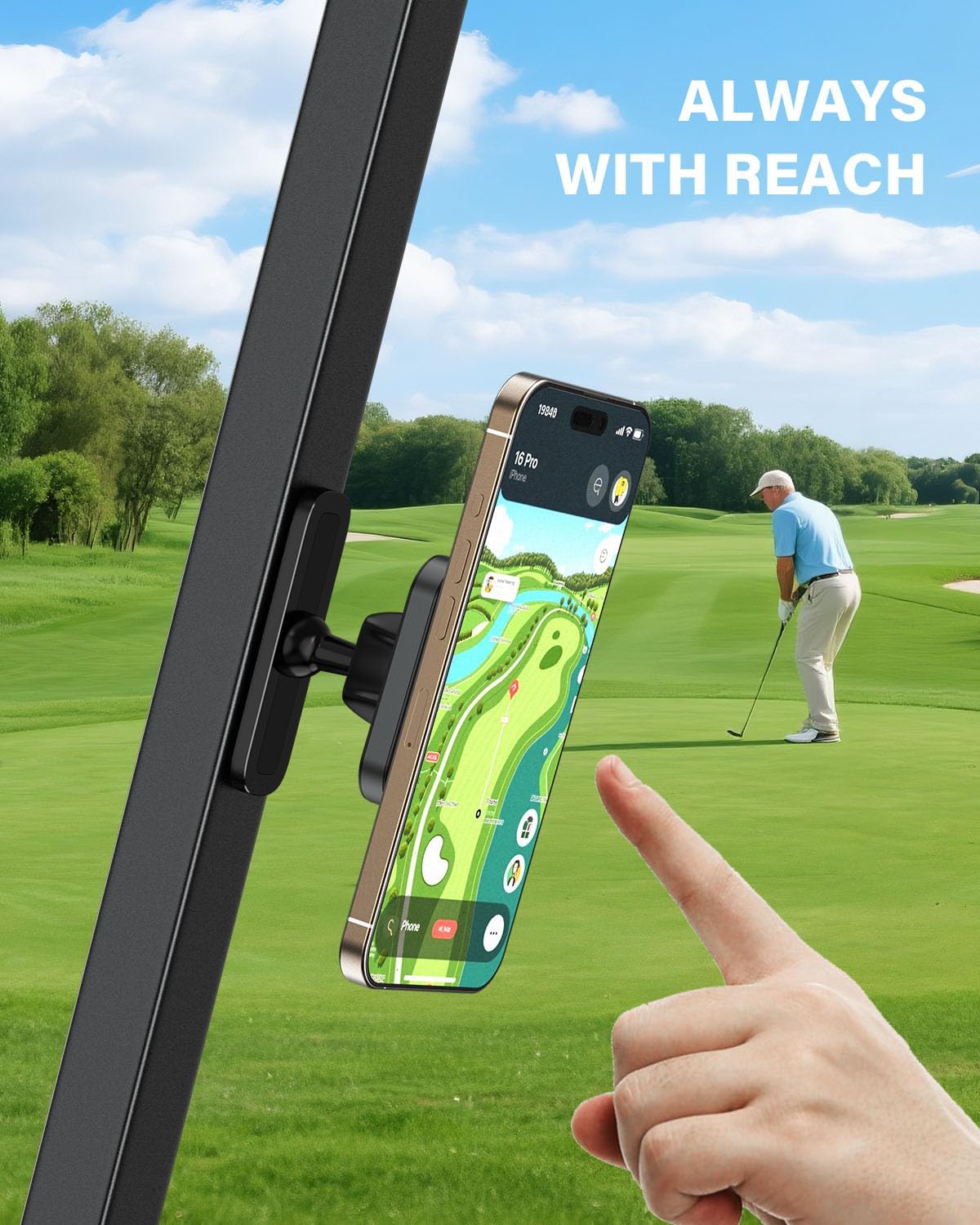 A2C Upgraded Magnetic Golf Cart Phone Holder for MagSafe iPhone 12-17 A2C