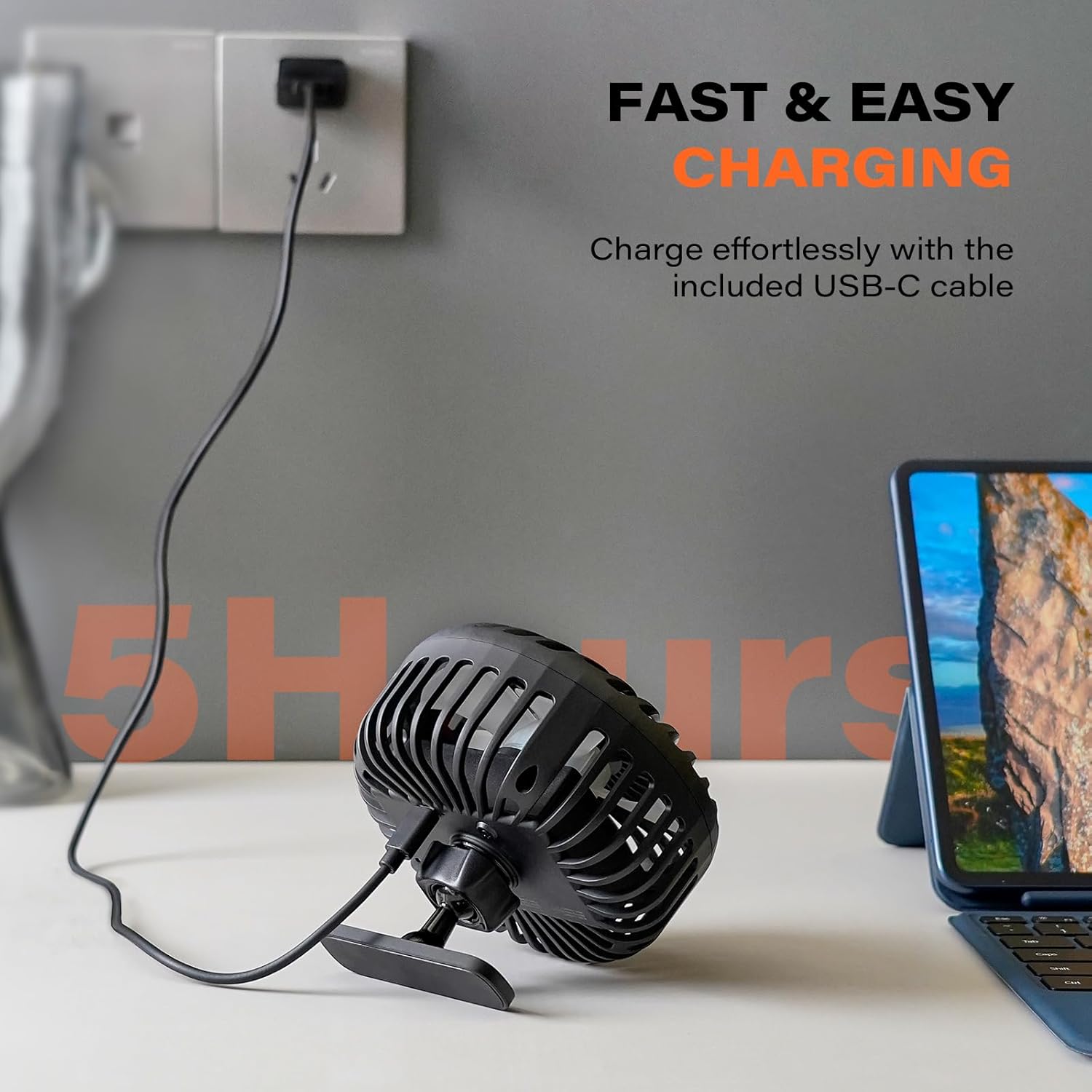 A2C Golf Cart Fan Rechargeable Magnetic Base Battery Operated Portable Fan A2C