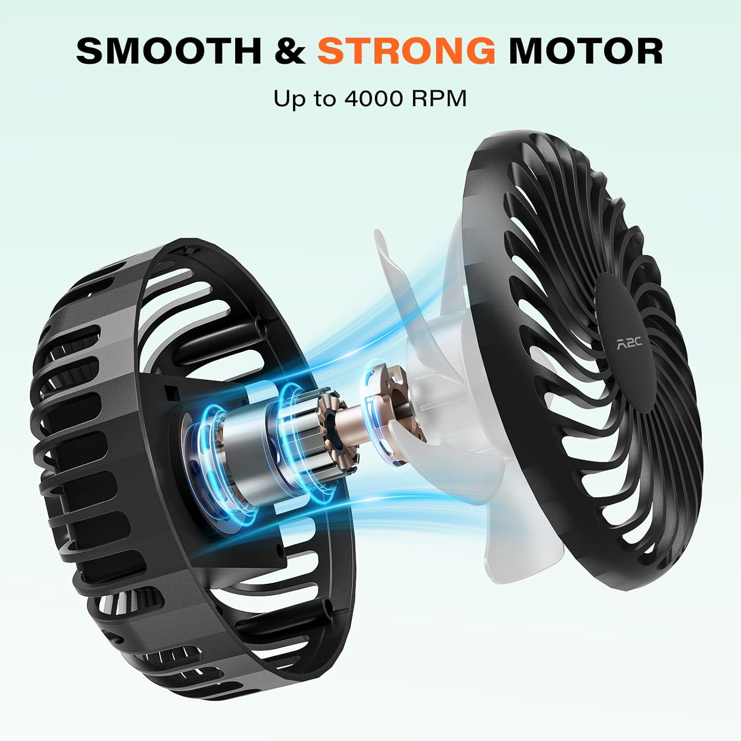 A2C Golf Cart Fan Rechargeable Magnetic Base Battery Operated Portable Fan A2C