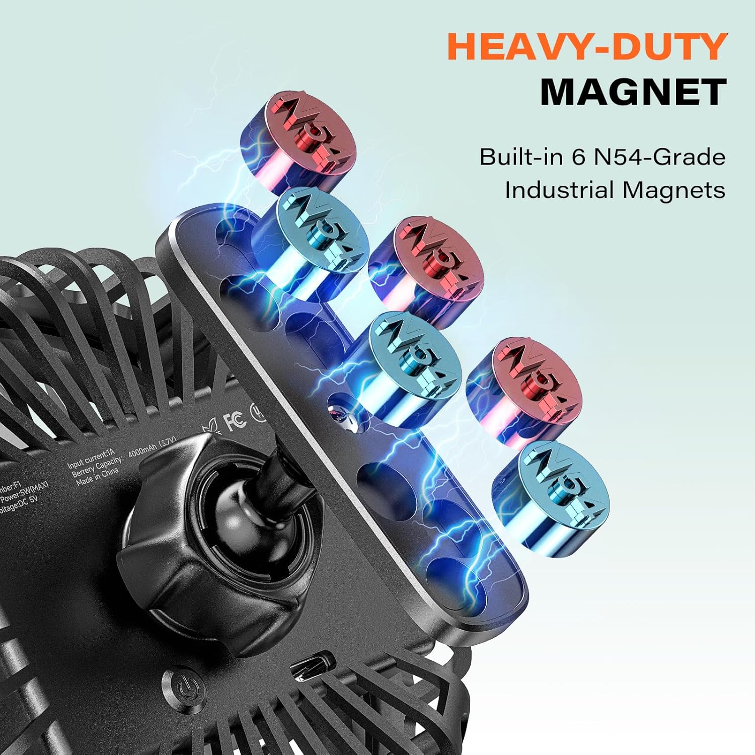 A2C Golf Cart Fan Rechargeable Magnetic Base Battery Operated Portable Fan A2C