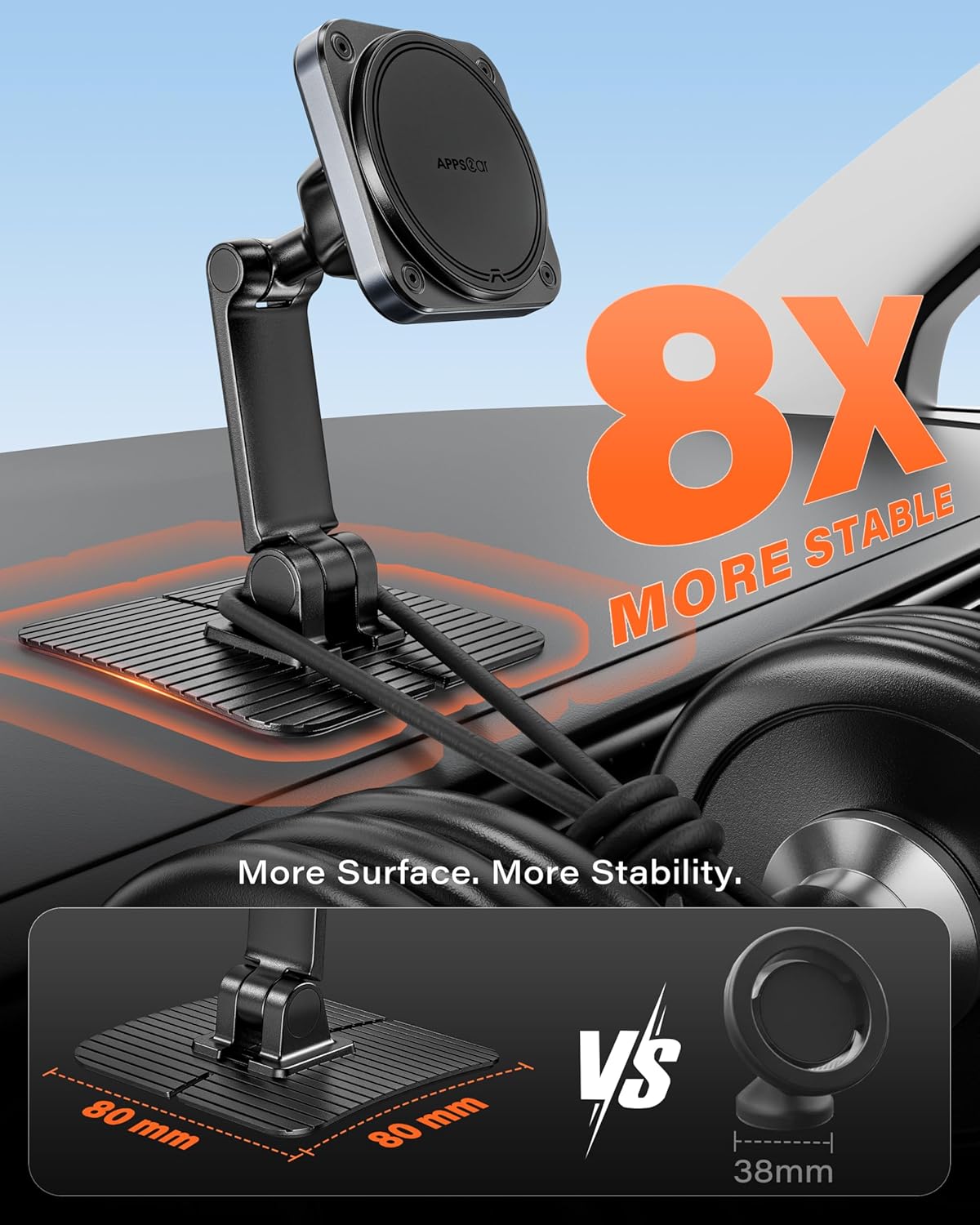 APPS2Car for Magsafe Car Mount, Magnetic Phone Holder for Car A2C