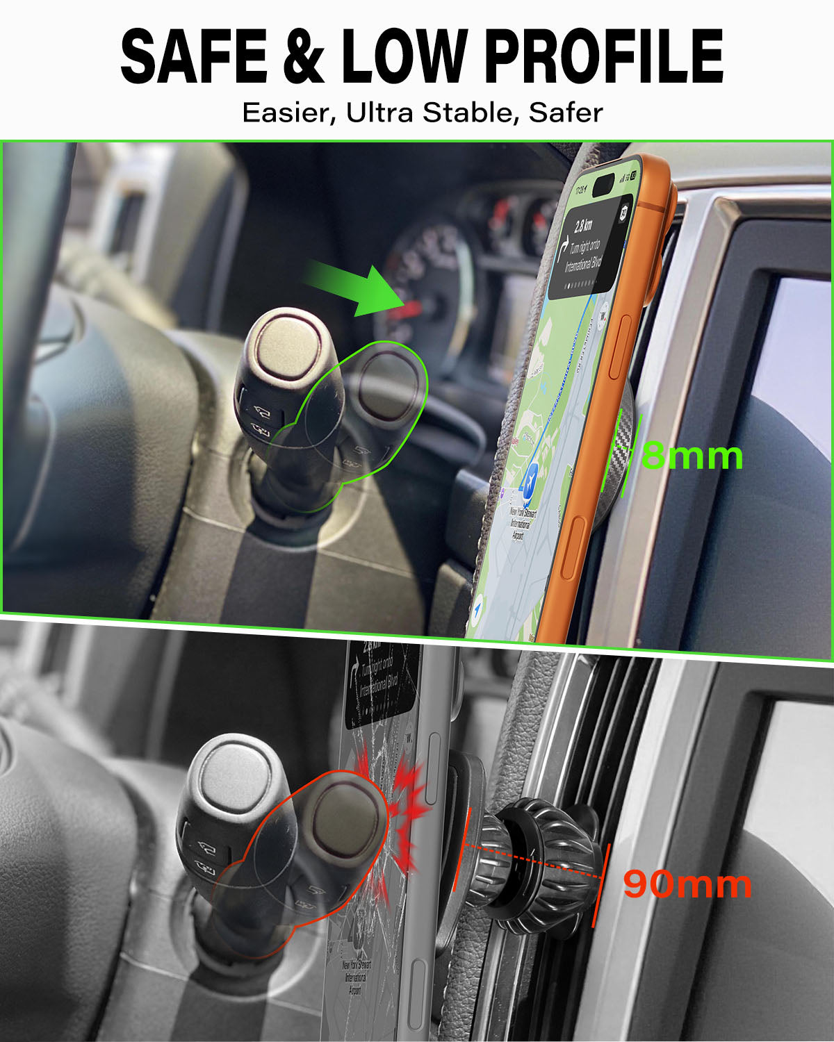 A2C Slim Magnetic Phone Holder for Car, Rental Car Essentials for Travel, No Assembly, Compact, One-Hand Operation, Easy Removal, Reusable, Upgraded Air Vent Phone Mount Compatible with MagSafe iPhone A2C