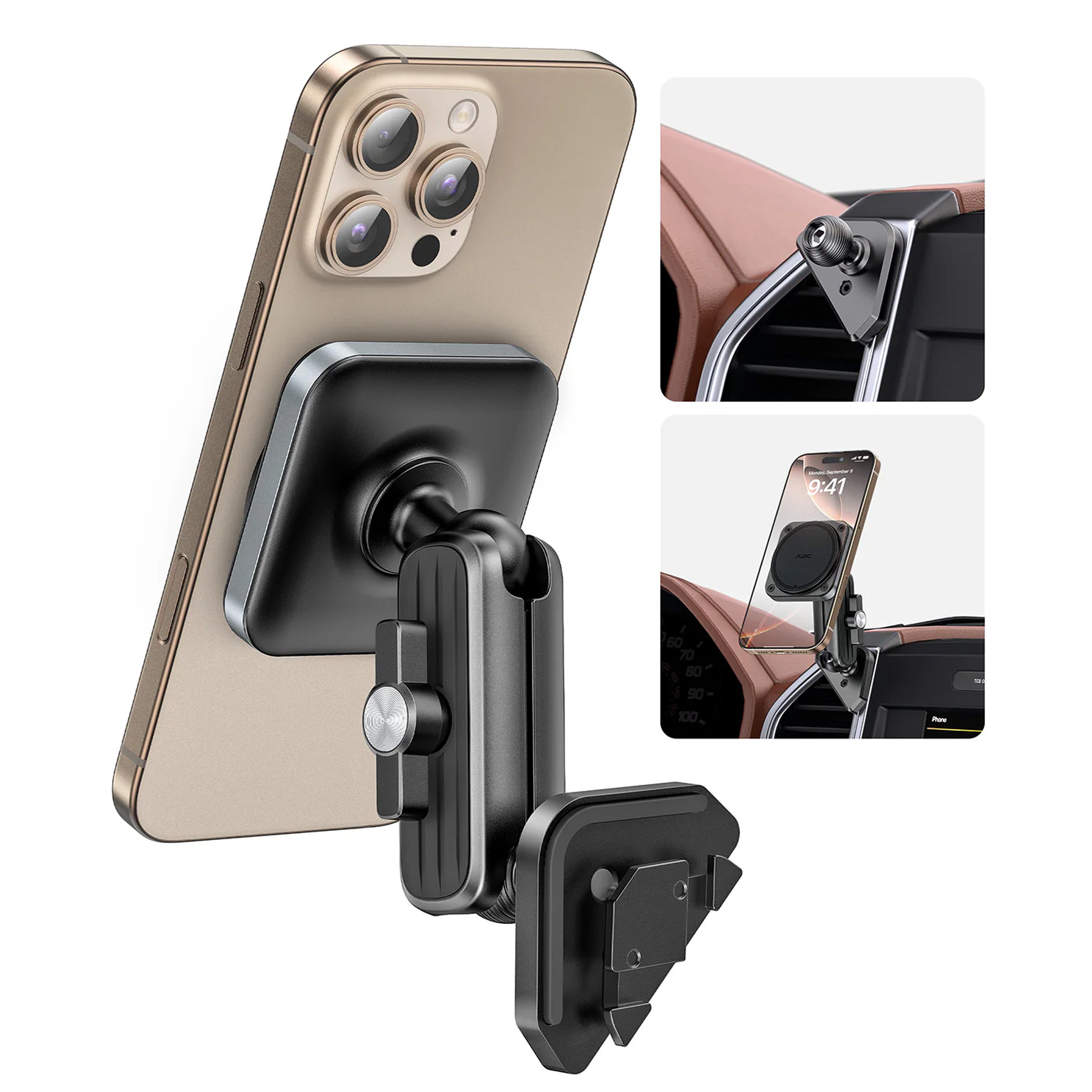 APPS2Car Magnetic Vent Mount for Ford F-150 (2015–2020), Super Duty (2017–2022), Expedition (2018–2021), Air Vent Phone Holder Compatible with iPhone 12-17 Series & MagSafe Case, Metal Socket Arm A2C