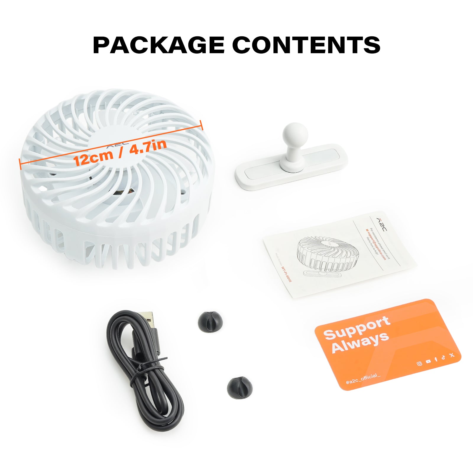 A2C Golf Cart Fan Rechargeable Magnetic Base Battery Operated Portable Fan A2C