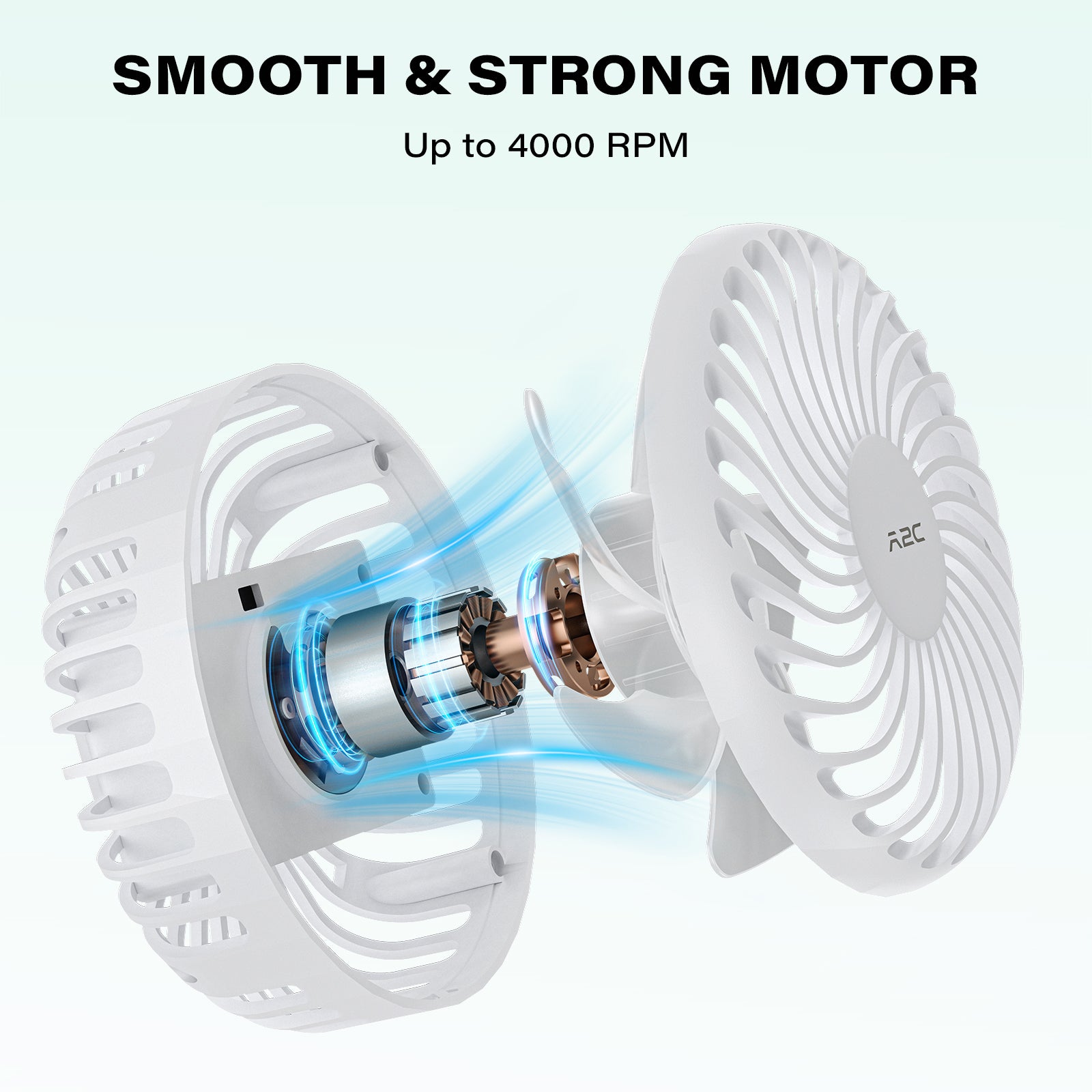 A2C Golf Cart Fan Rechargeable Magnetic Base Battery Operated Portable Fan A2C
