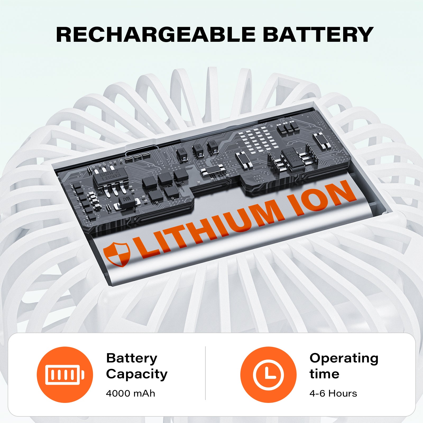 A2C Golf Cart Fan Rechargeable Magnetic Base Battery Operated Portable Fan A2C