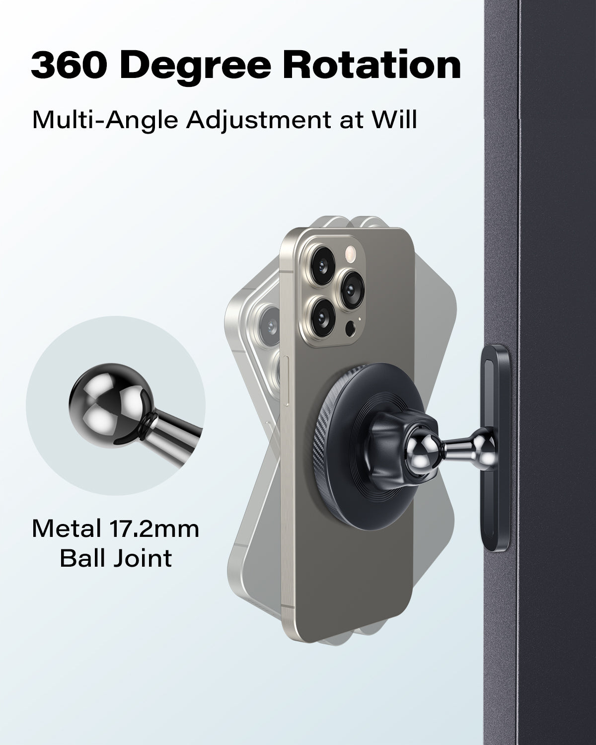 APPS2Car Magnetic Phone Holder for Gym, Alloy Base & Ball Joint, Attach to Metal Surfaces, Dual Magnetic Phone Mount for MagSafe iPhone 12-17 Series A2C