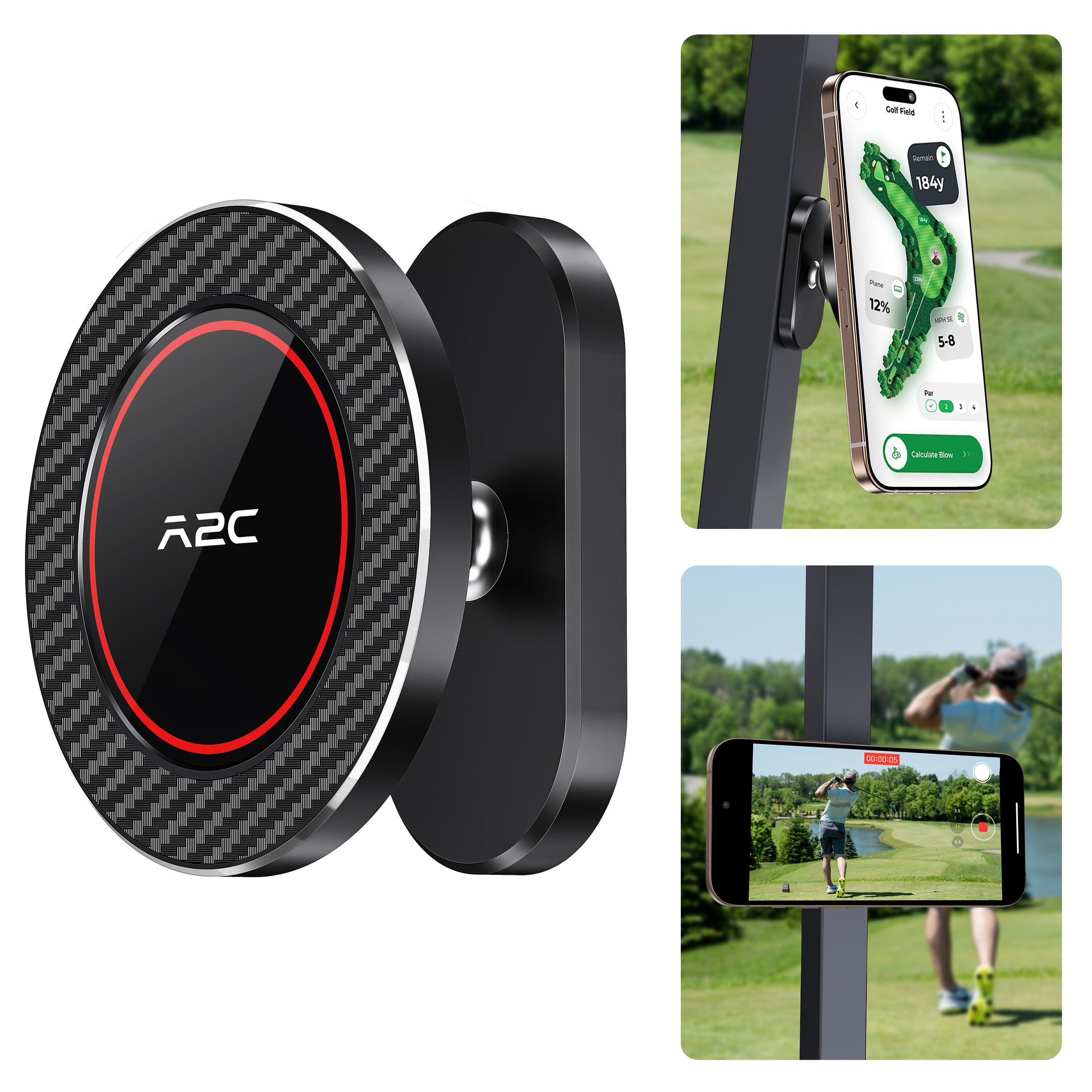 Magnetic Golf Cart Phone Holder Compatible with MagSafe A2C