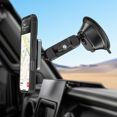 A2C Heavy Duty MagSafe Car Mount – Vacuum Suction Windshield & Dashboard Phone Holder for iPhone