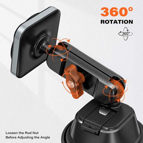 A2C Heavy Duty MagSafe Car Mount – Vacuum Suction Windshield & Dashboard Phone Holder for iPhone