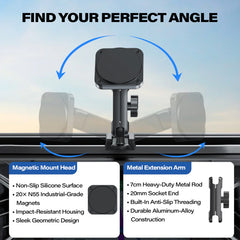 OQTIQ Dashboard Phone Mount for 2018–2023 Jeep Wrangler JL/JLU & Gladiator JT, Extended Metal Arm with Anti-Slip Dash Tray, Ultra-Strong Magnets, Compatible with MagSafe iPhone 12–17, Not for 4xe A2C