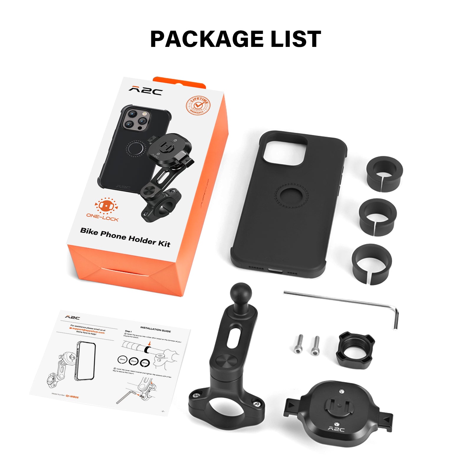 A2C One-Lock System Bike Phone Holder Kit with MagSafe Phone Case for iPhone A2C