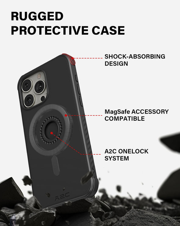 A2C One-Lock Motorcycle Handlebar Mount Kit – PC16 Magnetic Case + MB06 Alloy Bar Mount