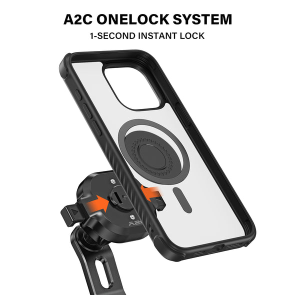 A2C One-Lock System Bike Phone Holder Kit with MagSafe Phone Case for iPhone
