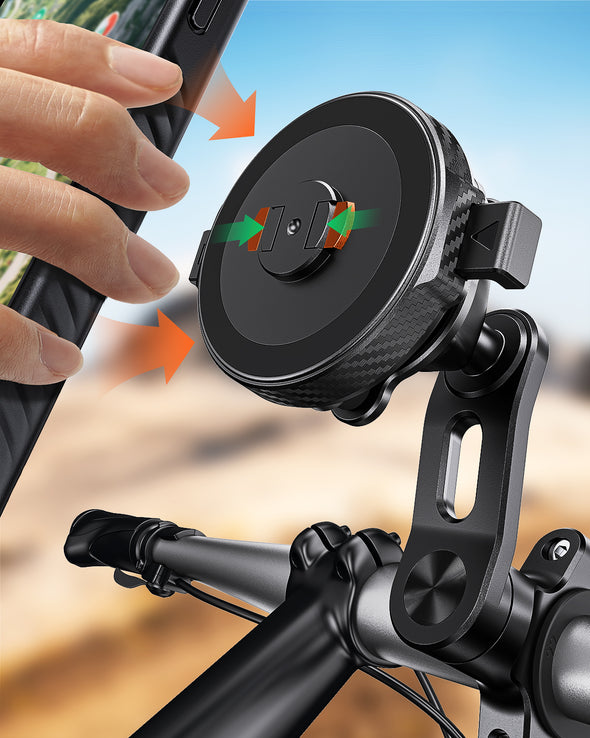 A2C ONE-LOCK Ultra-Safe Bike & Bicycle Phone Holder, Magnetic Auto-Alignment,Magnet & Airbag Dual Suspension System