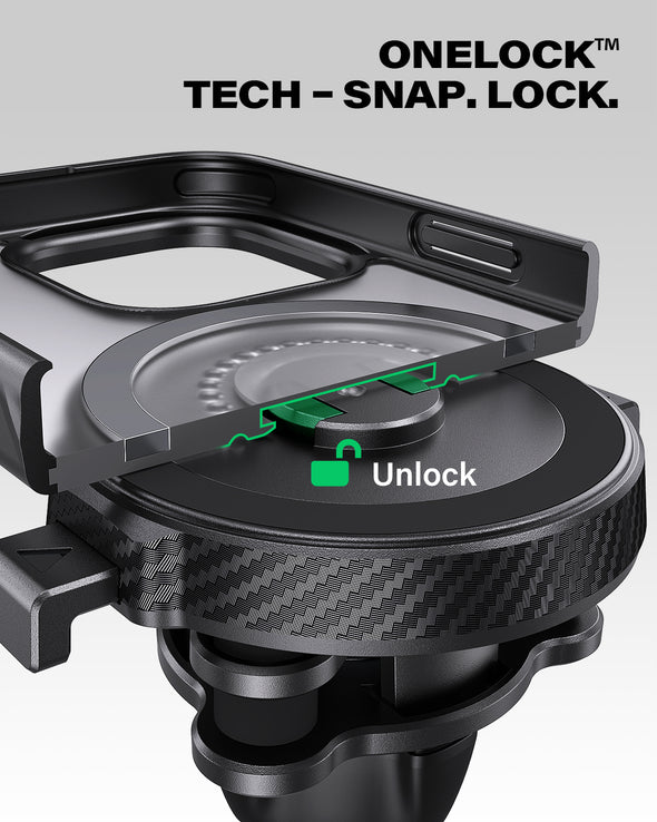 A2C ONE-LOCK Ultra-Safe Bike & Bicycle Phone Holder, Magnetic Auto-Alignment,Magnet & Airbag Dual Suspension System
