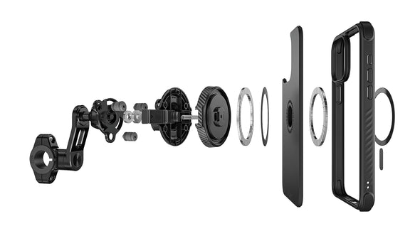 A2C ONE-LOCK Ultra-Safe Bike & Bicycle Phone Holder, Magnetic Auto-Alignment,Magnet & Airbag Dual Suspension System
