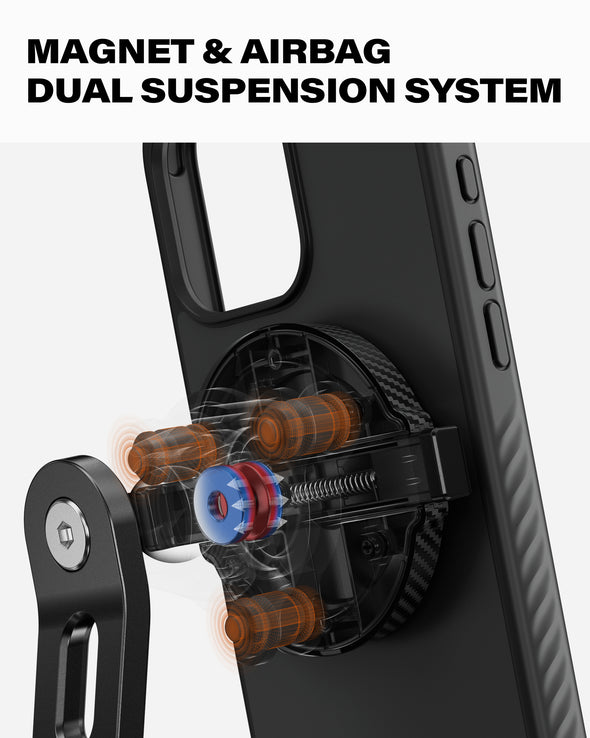 A2C ONE-LOCK Ultra-Safe Bike & Bicycle Phone Holder, Magnetic Auto-Alignment,Magnet & Airbag Dual Suspension System
