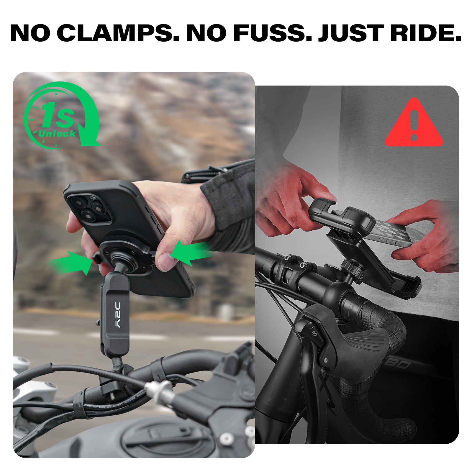 A2C One-Lock Motorcycle Phone Mount with Magsafe Phone case for iPhone A2C