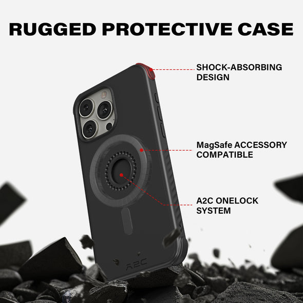 A2C One-Lock Motorcycle Phone Mount with Magsafe Phone case for iPhone