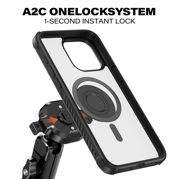 A2C One-Lock Motorcycle Phone Mount with Magsafe Phone case for iPhone