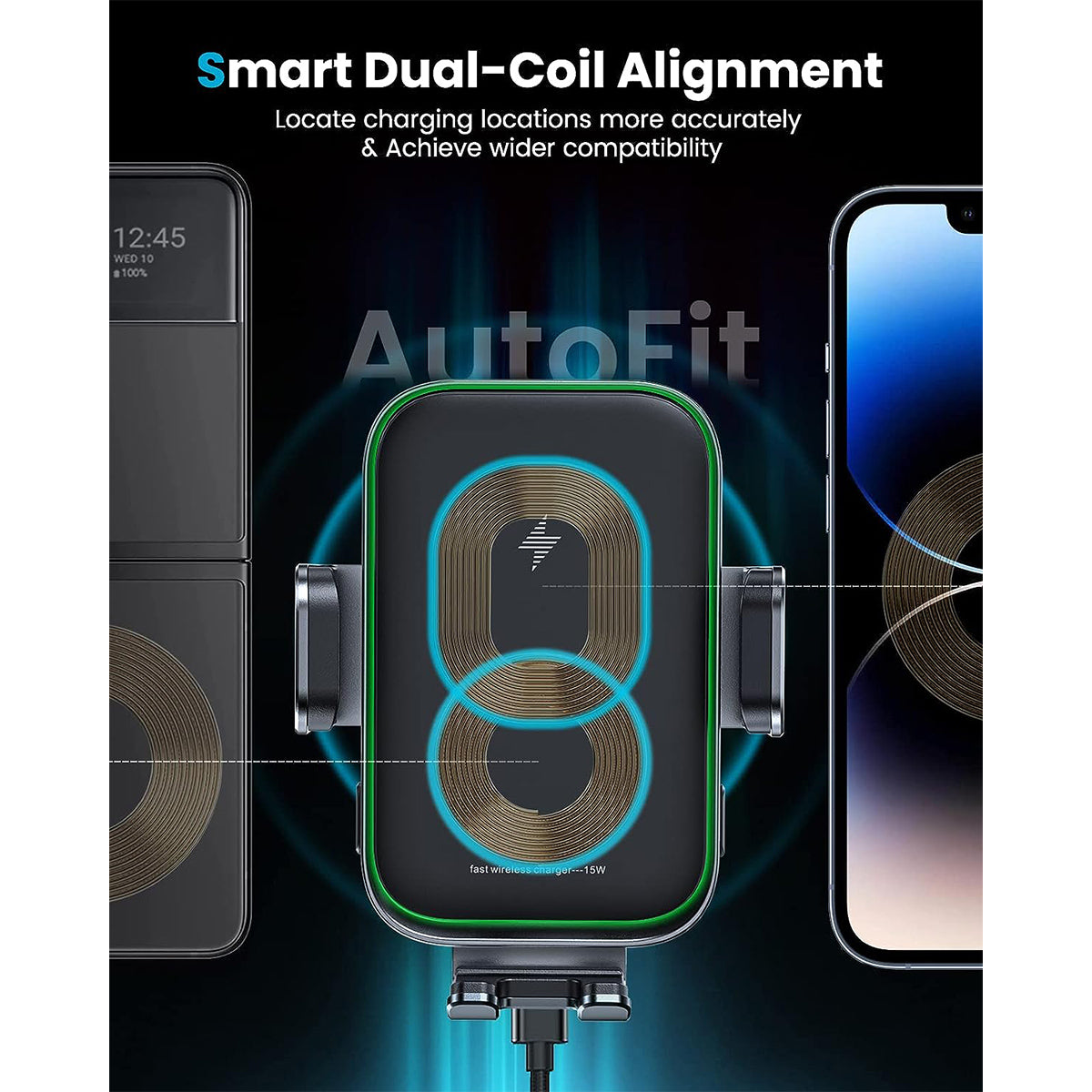 Tri-Pivot Dual Coil Auto Clamping Car Charger APPS2Car Mount