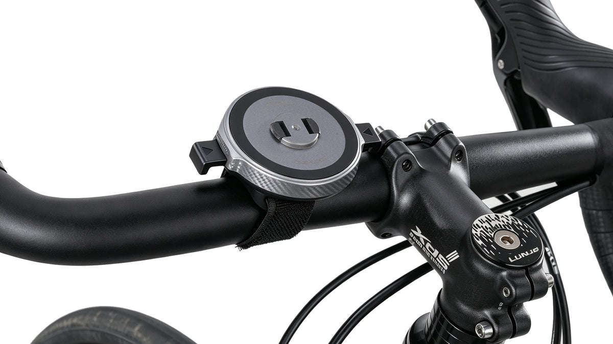 BM21 strap mount installed on a round bicycle handlebar