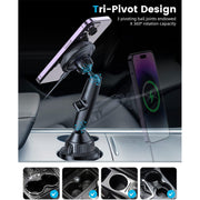 Tri-Pivot Magsafe Cup Holder Charger Mount APPS2Car Mount