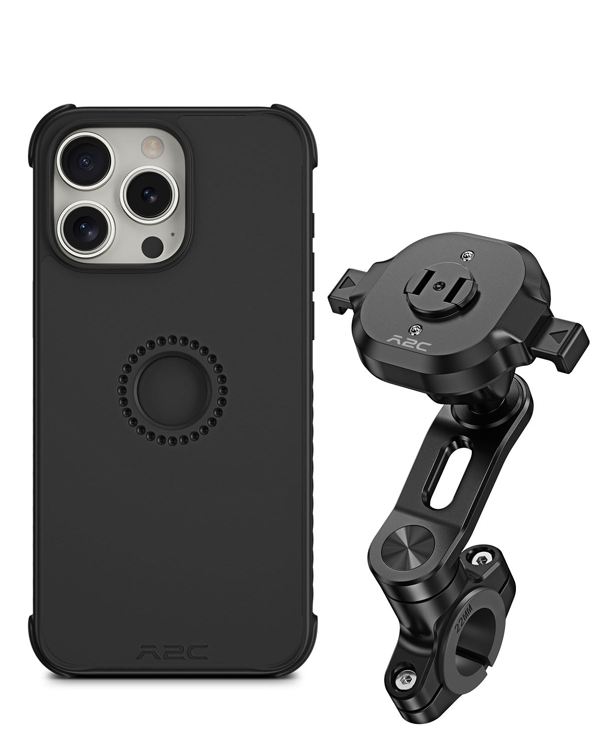 A2C One-Lock Motorcycle Handlebar Mount Kit – PC16 Magnetic Case + MB06 Alloy Bar Mount APPS2Car Mount