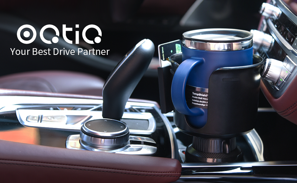Cup Holder Expander for Car Cup 3.02”-4.62”, with Card Organizer & Adjustable Base